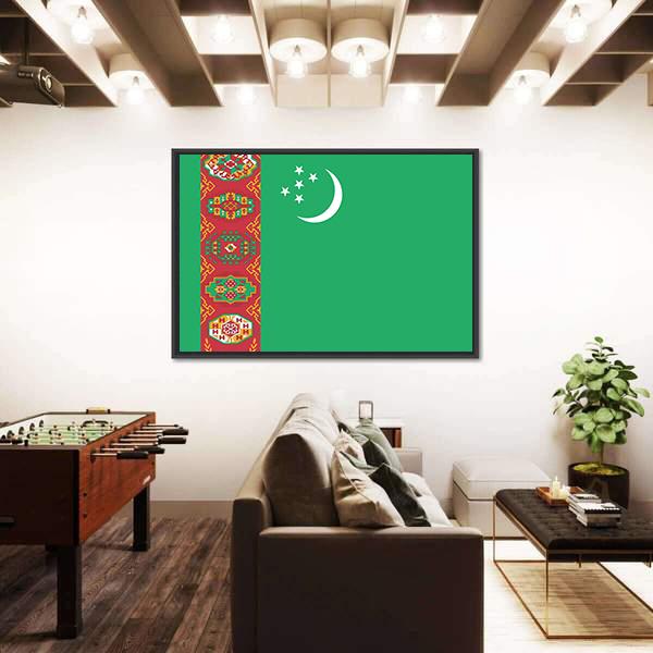 Turkmenistan Flag Canvas Wall Art-3 Horizontal-Gallery Wrap-25" x 16"-Tiaracle