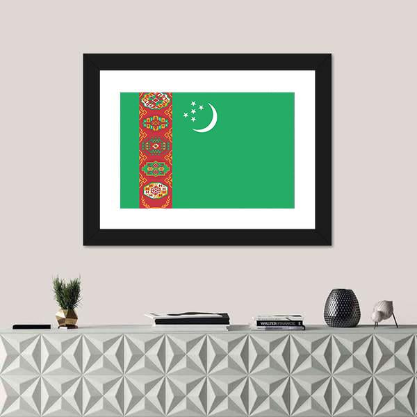 Turkmenistan Flag Canvas Wall Art-3 Horizontal-Gallery Wrap-25" x 16"-Tiaracle