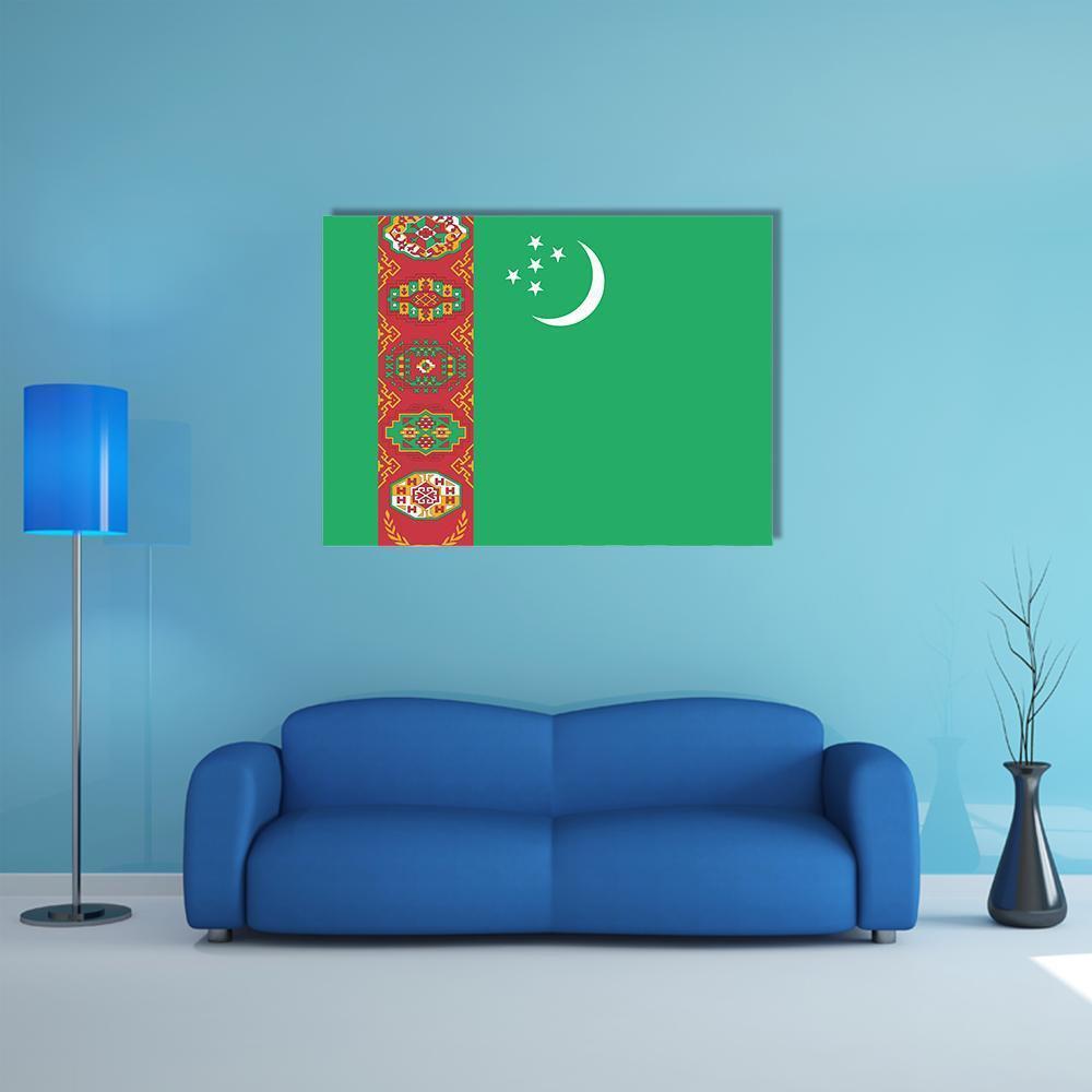 Turkmenistan Flag Canvas Wall Art-1 Piece-Gallery Wrap-48" x 32"-Tiaracle