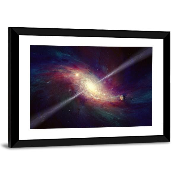 Twisted Galaxy Bright Quasar In Deep Space Canvas Wall Art-3 Horizontal-Gallery Wrap-25" x 16"-Tiaracle