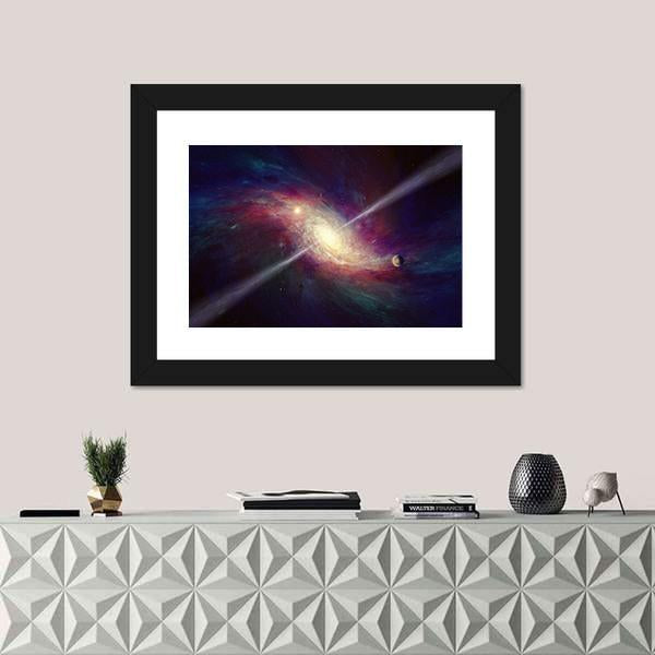 Twisted Galaxy Bright Quasar In Deep Space Canvas Wall Art-3 Horizontal-Gallery Wrap-25" x 16"-Tiaracle