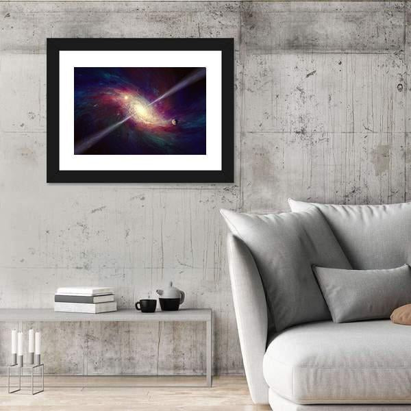 Twisted Galaxy Bright Quasar In Deep Space Canvas Wall Art-3 Horizontal-Gallery Wrap-25" x 16"-Tiaracle