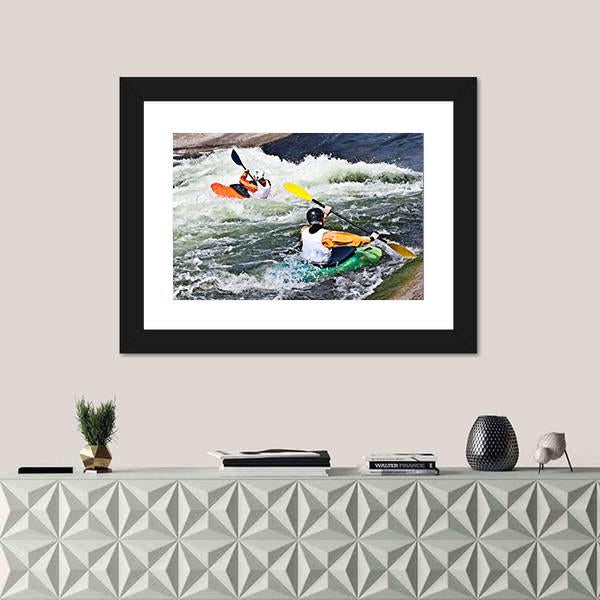 Two Active Kayakers Canvas Wall Art-3 Horizontal-Gallery Wrap-25" x 16"-Tiaracle