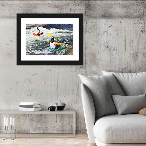 Two Active Kayakers Canvas Wall Art-3 Horizontal-Gallery Wrap-25" x 16"-Tiaracle