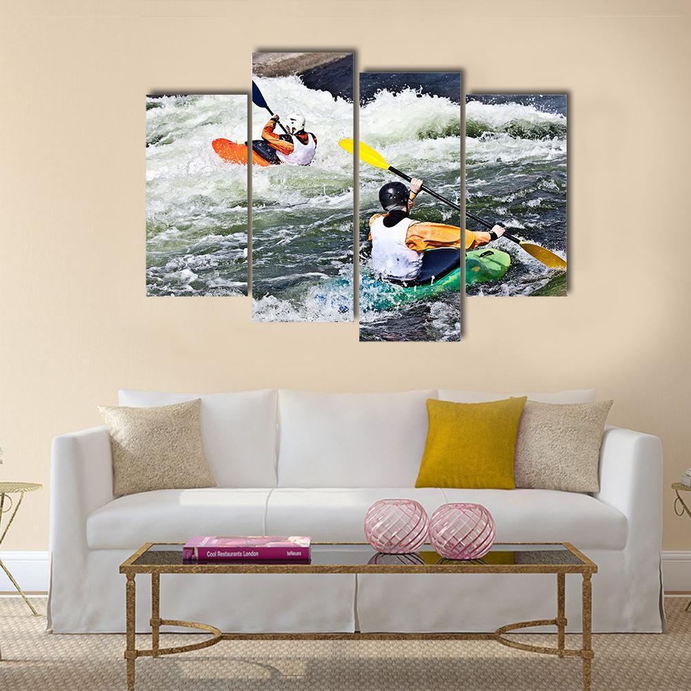 Two Active Kayakers Canvas Wall Art-4 Pop-Gallery Wrap-50" x 32"-Tiaracle