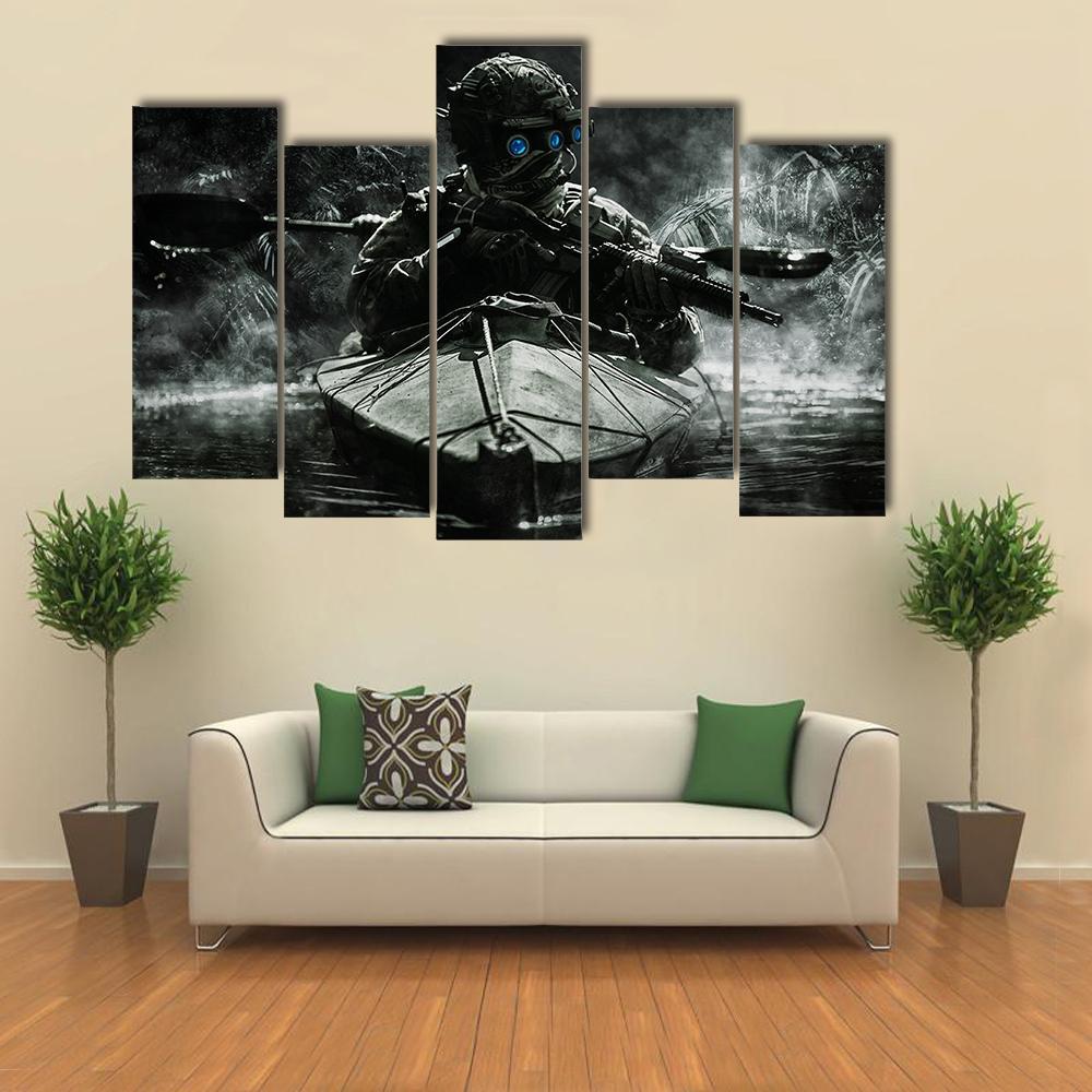 Two Special Forces Operators Canvas Wall Art-5 Pop-Gallery Wrap-47" x 32"-Tiaracle