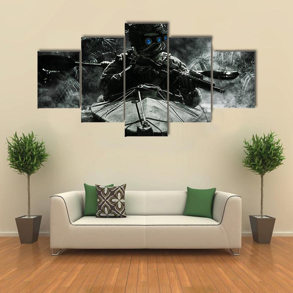 Two Special Forces Operators Canvas Wall Art-5 Star-Gallery Wrap-62" x 32"-Tiaracle