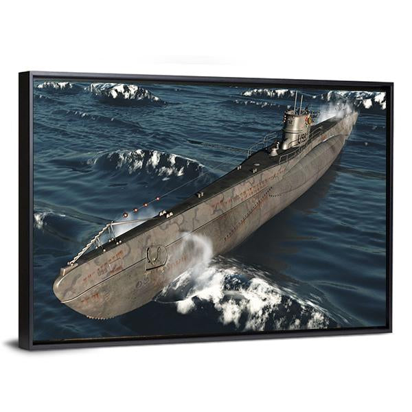 U99-German Submarine From Worldwar II Canvas Wall Art-3 Horizontal-Gallery Wrap-25" x 16"-Tiaracle