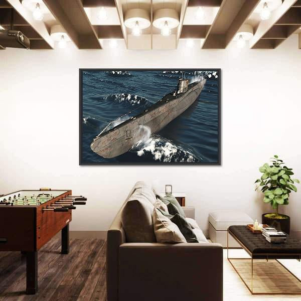 U99-German Submarine From Worldwar II Canvas Wall Art-3 Horizontal-Gallery Wrap-25" x 16"-Tiaracle