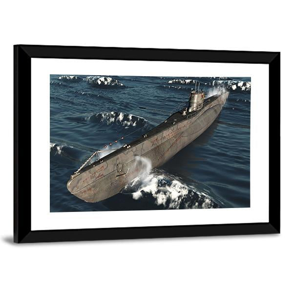U99-German Submarine From Worldwar II Canvas Wall Art-3 Horizontal-Gallery Wrap-25" x 16"-Tiaracle
