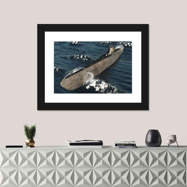 U99-German Submarine From Worldwar II Canvas Wall Art-3 Horizontal-Gallery Wrap-25" x 16"-Tiaracle