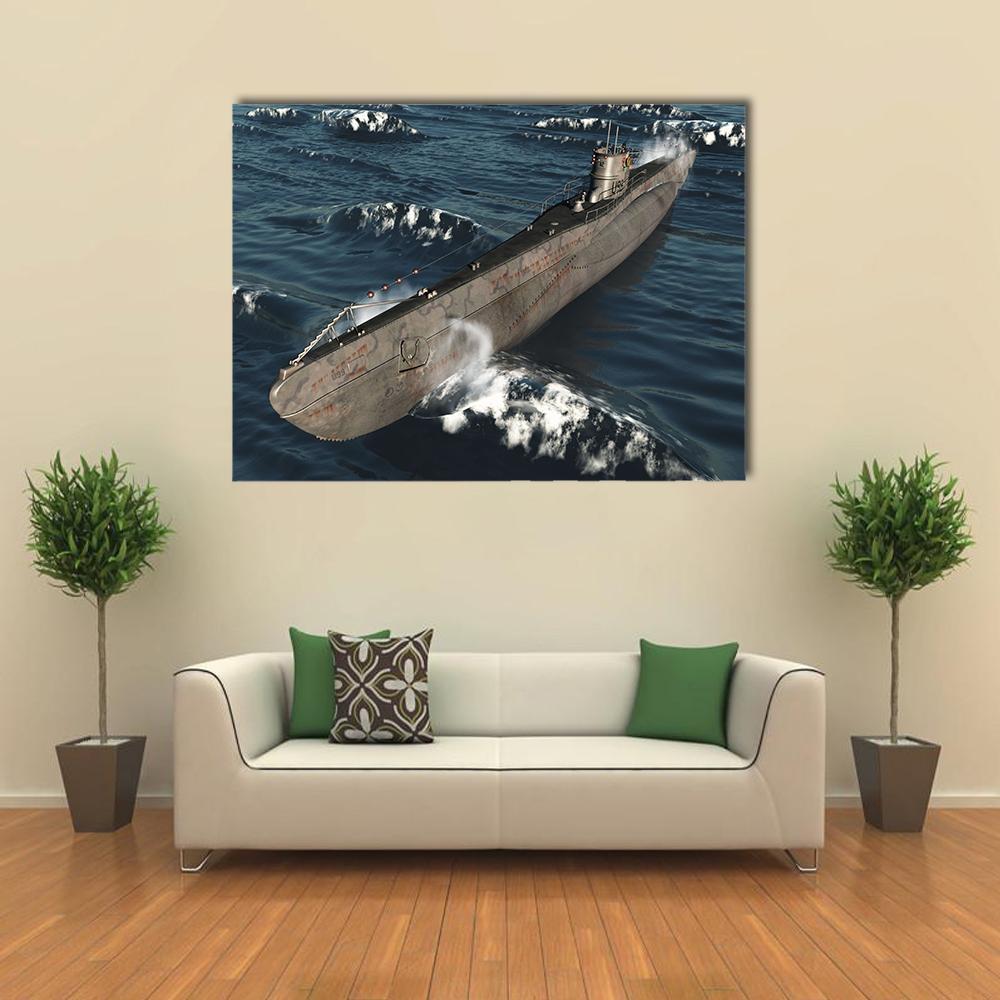 U99-German Submarine From Worldwar II Canvas Wall Art-1 Piece-Gallery Wrap-48" x 32"-Tiaracle