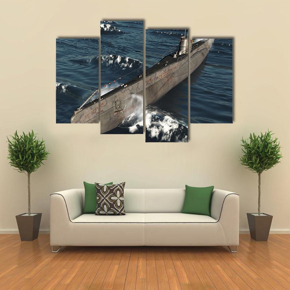 U99-German Submarine From Worldwar II Canvas Wall Art-4 Pop-Gallery Wrap-50" x 32"-Tiaracle