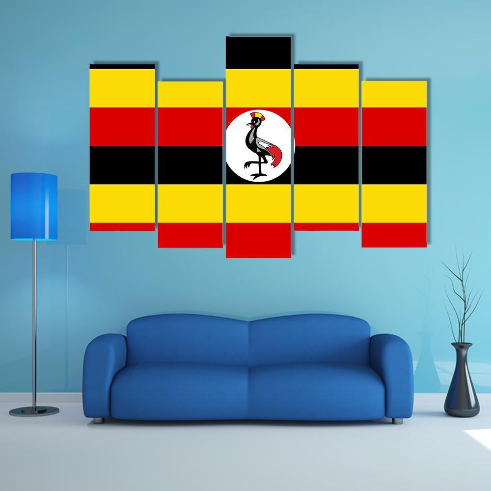 Uganda Flag Canvas Wall Art-5 Pop-Gallery Wrap-47" x 32"-Tiaracle