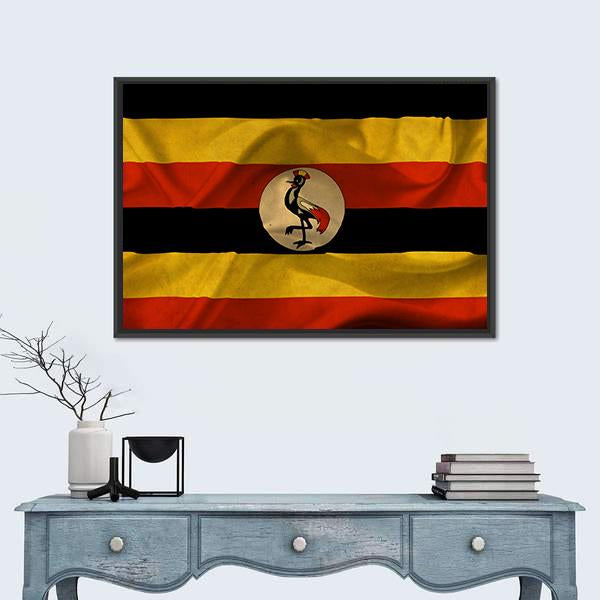Uganda Waving Flag Canvas Wall Art-3 Horizontal-Gallery Wrap-25" x 16"-Tiaracle