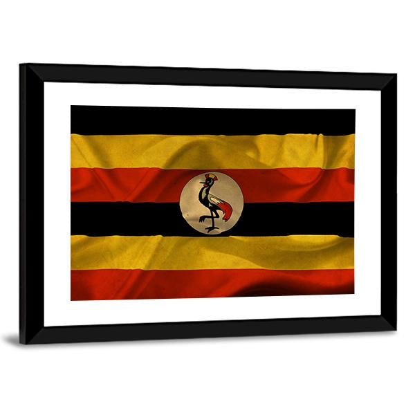 Uganda Waving Flag Canvas Wall Art-3 Horizontal-Gallery Wrap-25" x 16"-Tiaracle