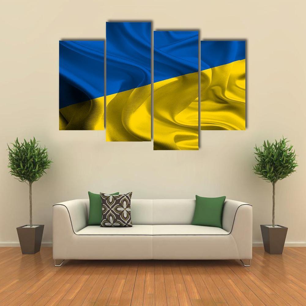 Ukraine Flag Canvas Wall Art-4 Pop-Gallery Wrap-50" x 32"-Tiaracle