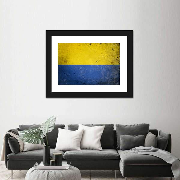 Ukraine On Vintage Grunge Texture Canvas Wall Art-1 Piece-Framed Print-20" x 16"-Tiaracle