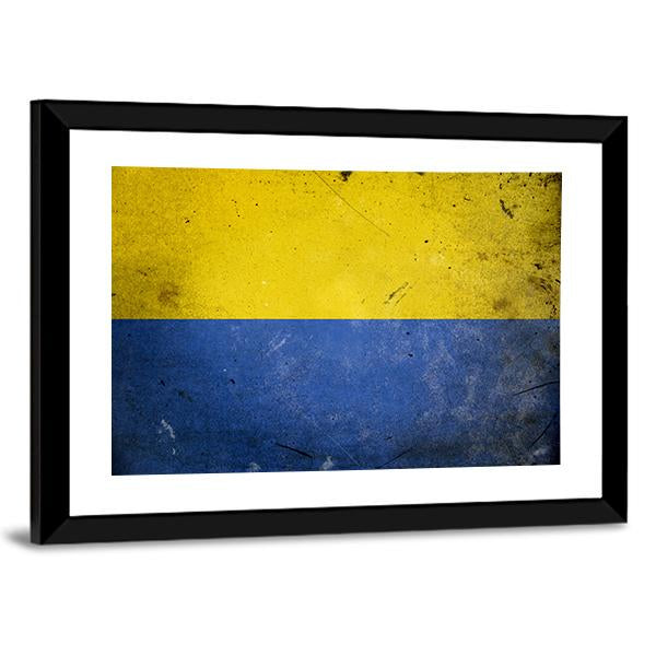 Ukraine On Vintage Grunge Texture Canvas Wall Art-3 Horizontal-Gallery Wrap-25" x 16"-Tiaracle