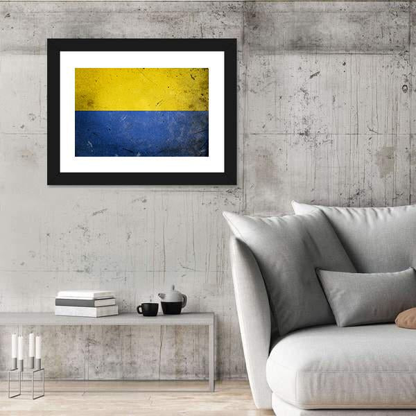 Ukraine On Vintage Grunge Texture Canvas Wall Art-3 Horizontal-Gallery Wrap-25" x 16"-Tiaracle