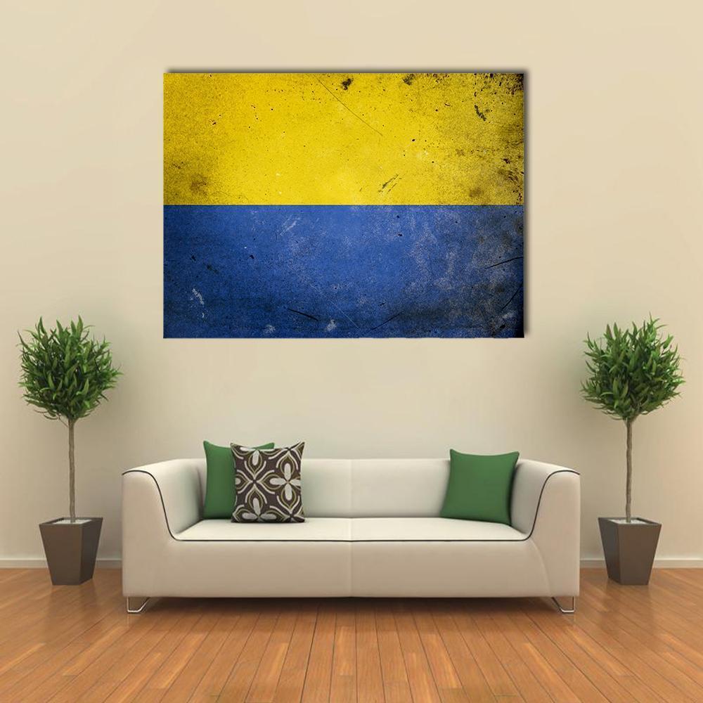 Ukraine On Vintage Grunge Texture Canvas Wall Art-1 Piece-Gallery Wrap-48" x 32"-Tiaracle