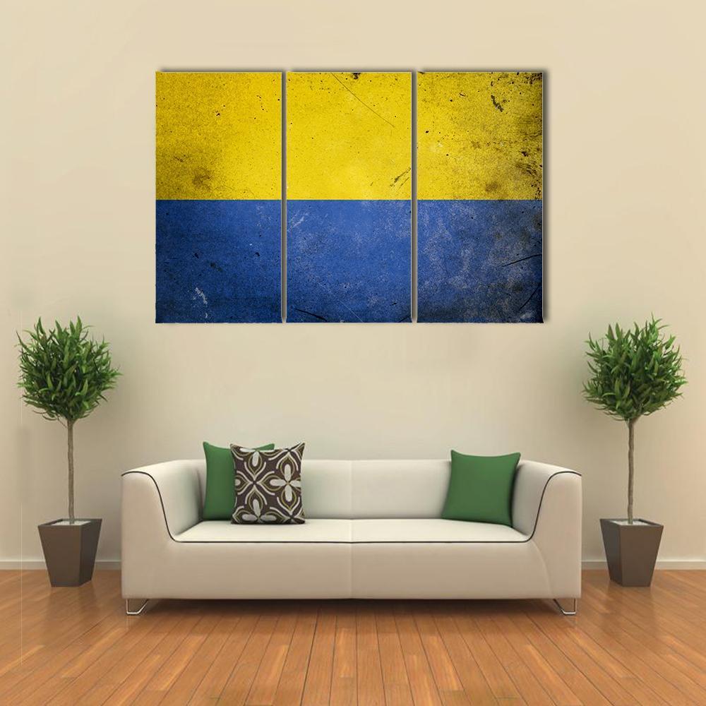 Ukraine On Vintage Grunge Texture Canvas Wall Art-3 Horizontal-Gallery Wrap-37" x 24"-Tiaracle