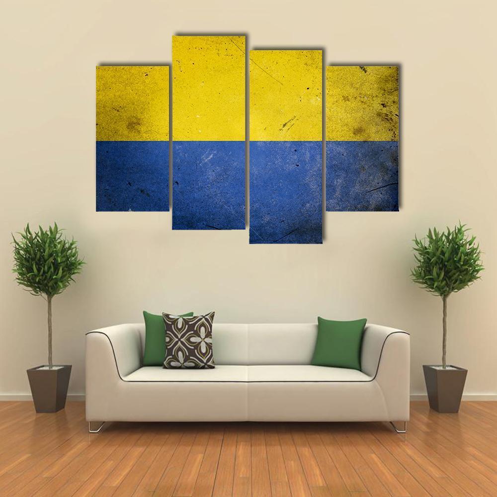 Ukraine On Vintage Grunge Texture Canvas Wall Art-4 Pop-Gallery Wrap-50" x 32"-Tiaracle