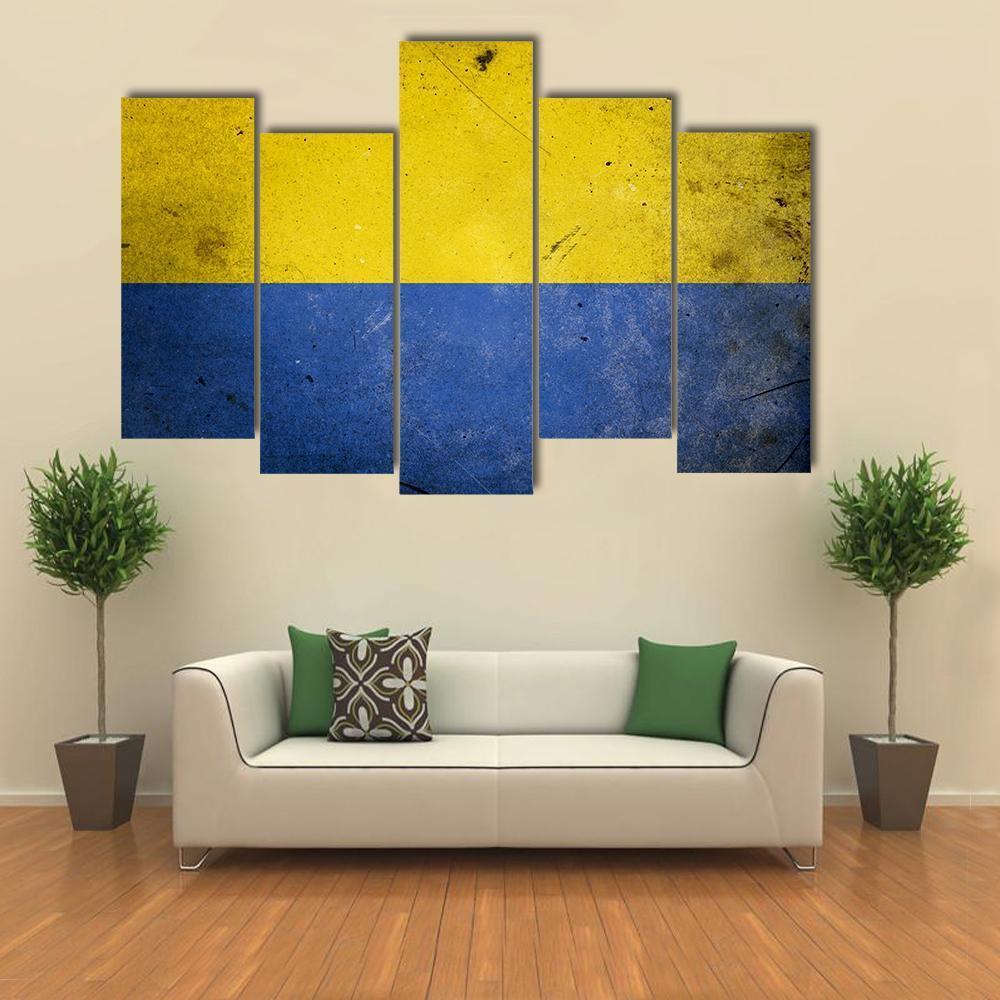 Ukraine On Vintage Grunge Texture Canvas Wall Art-5 Pop-Gallery Wrap-47" x 32"-Tiaracle