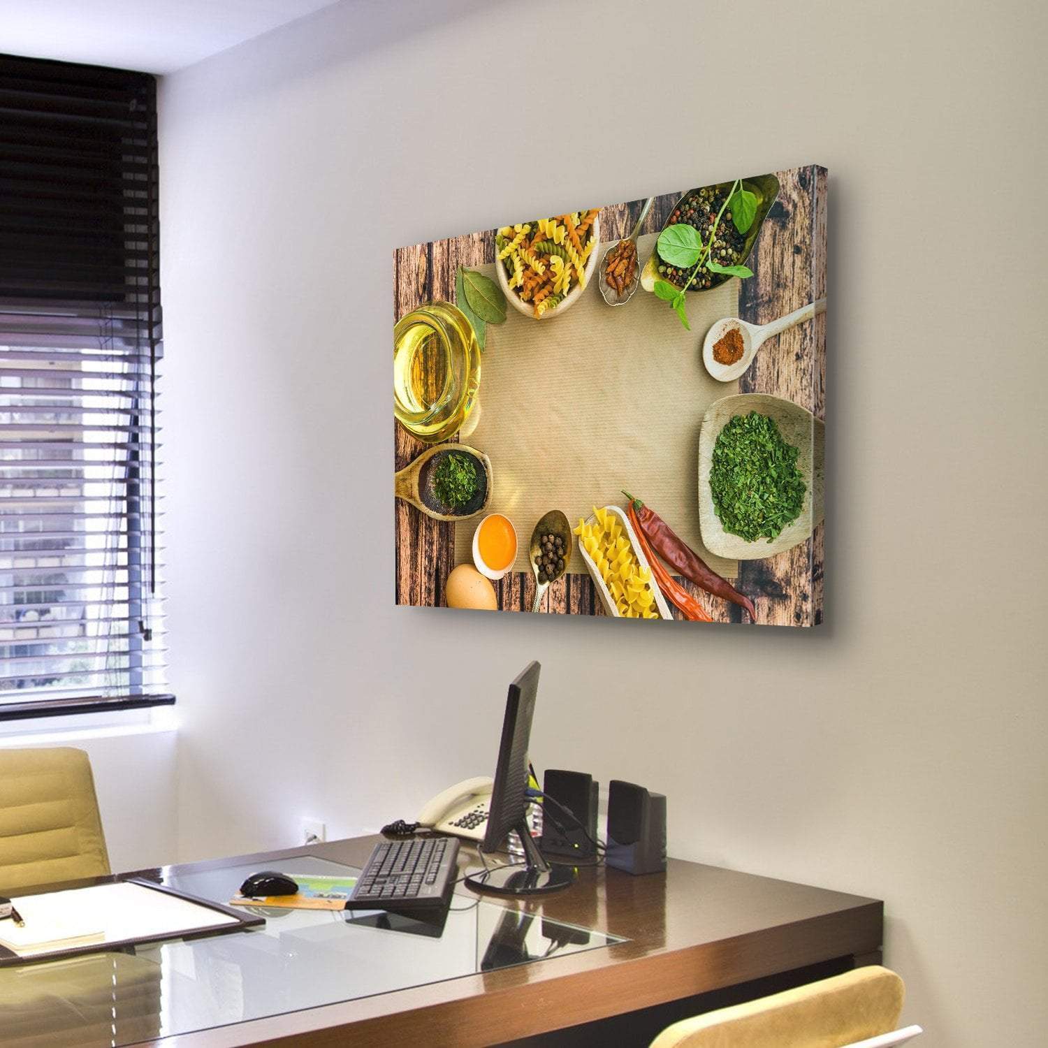 Uncooked Pasta And Spices On A Dark Canvas Wall Art-3 Horizontal-Gallery Wrap-25" x 16"-Tiaracle