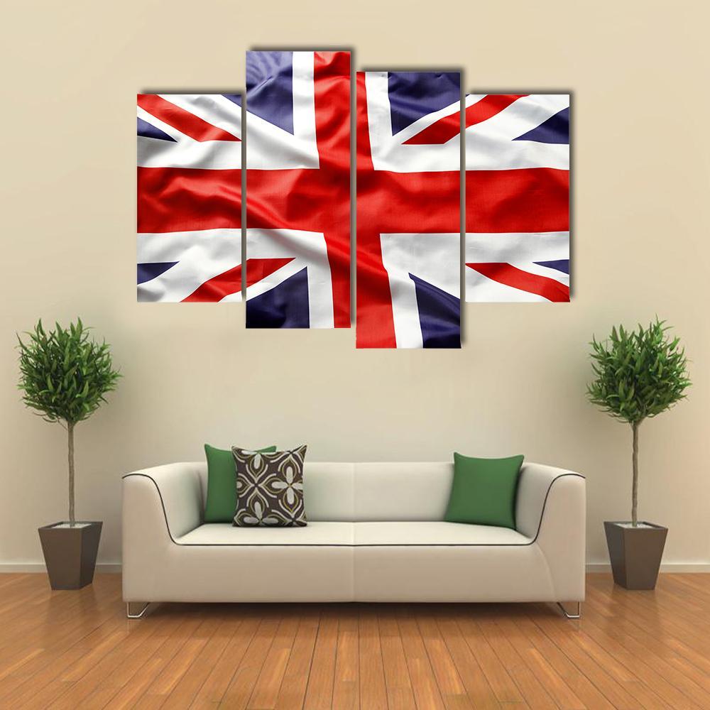 Union Jack Flag Canvas Wall Art-4 Pop-Gallery Wrap-50" x 32"-Tiaracle