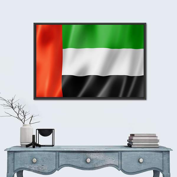 United Arab Emirates Flag Canvas Wall Art-1 Piece-Floating Frame-24" x 16"-Tiaracle