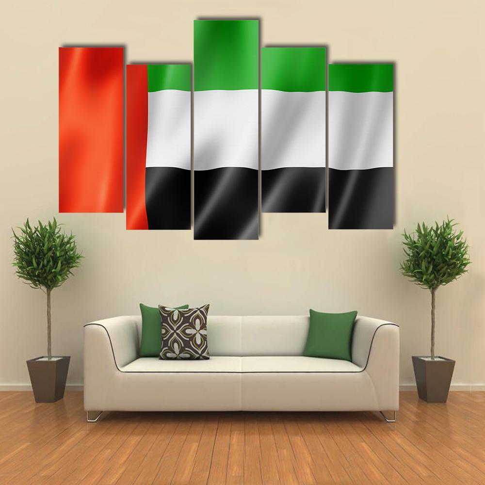 United Arab Emirates Flag Canvas Wall Art-5 Pop-Gallery Wrap-47" x 32"-Tiaracle