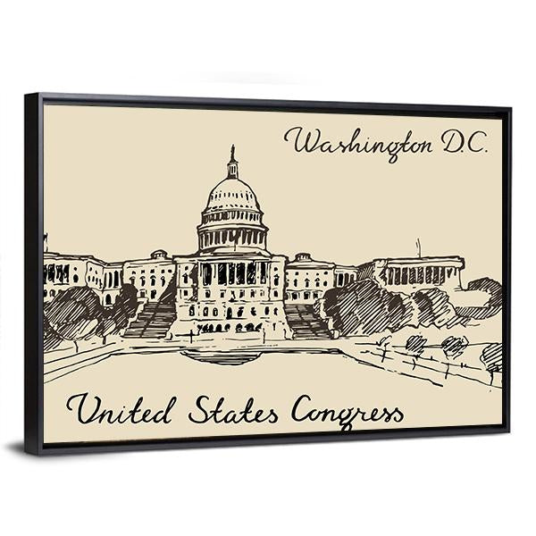 United States Capital Hill Canvas Wall Art-3 Horizontal-Gallery Wrap-25" x 16"-Tiaracle