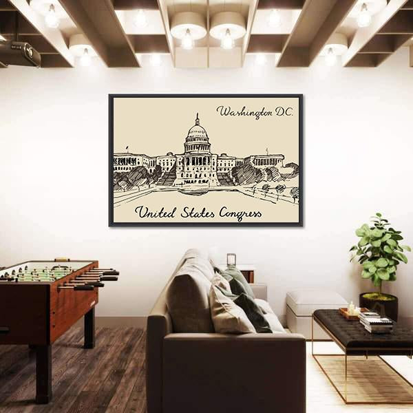 United States Capital Hill Canvas Wall Art-3 Horizontal-Gallery Wrap-25" x 16"-Tiaracle