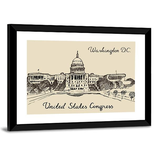 United States Capital Hill Canvas Wall Art-3 Horizontal-Gallery Wrap-25" x 16"-Tiaracle