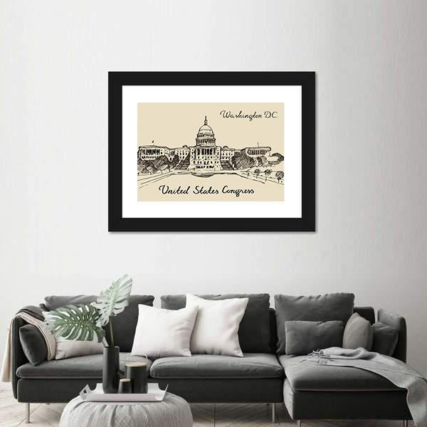 United States Capital Hill Canvas Wall Art-3 Horizontal-Gallery Wrap-25" x 16"-Tiaracle