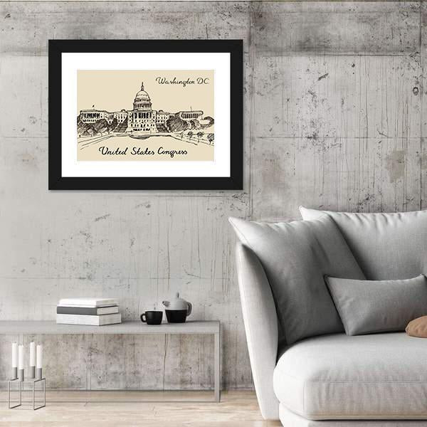 United States Capital Hill Canvas Wall Art-3 Horizontal-Gallery Wrap-25" x 16"-Tiaracle