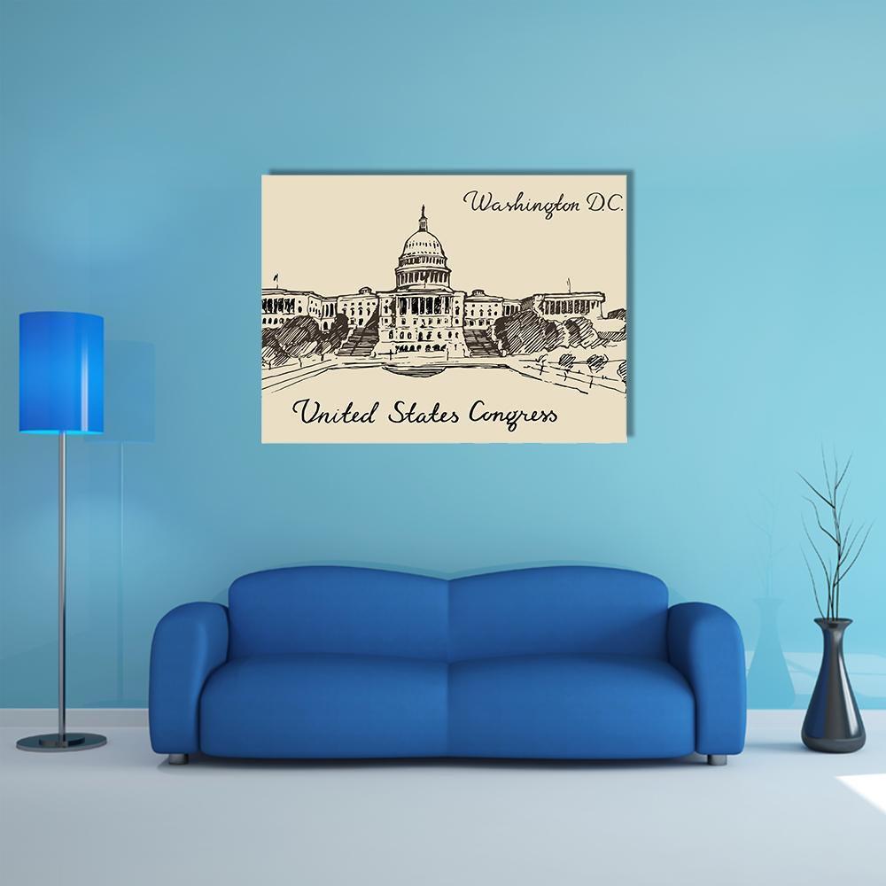 United States Capital Hill Canvas Wall Art-1 Piece-Gallery Wrap-48" x 32"-Tiaracle