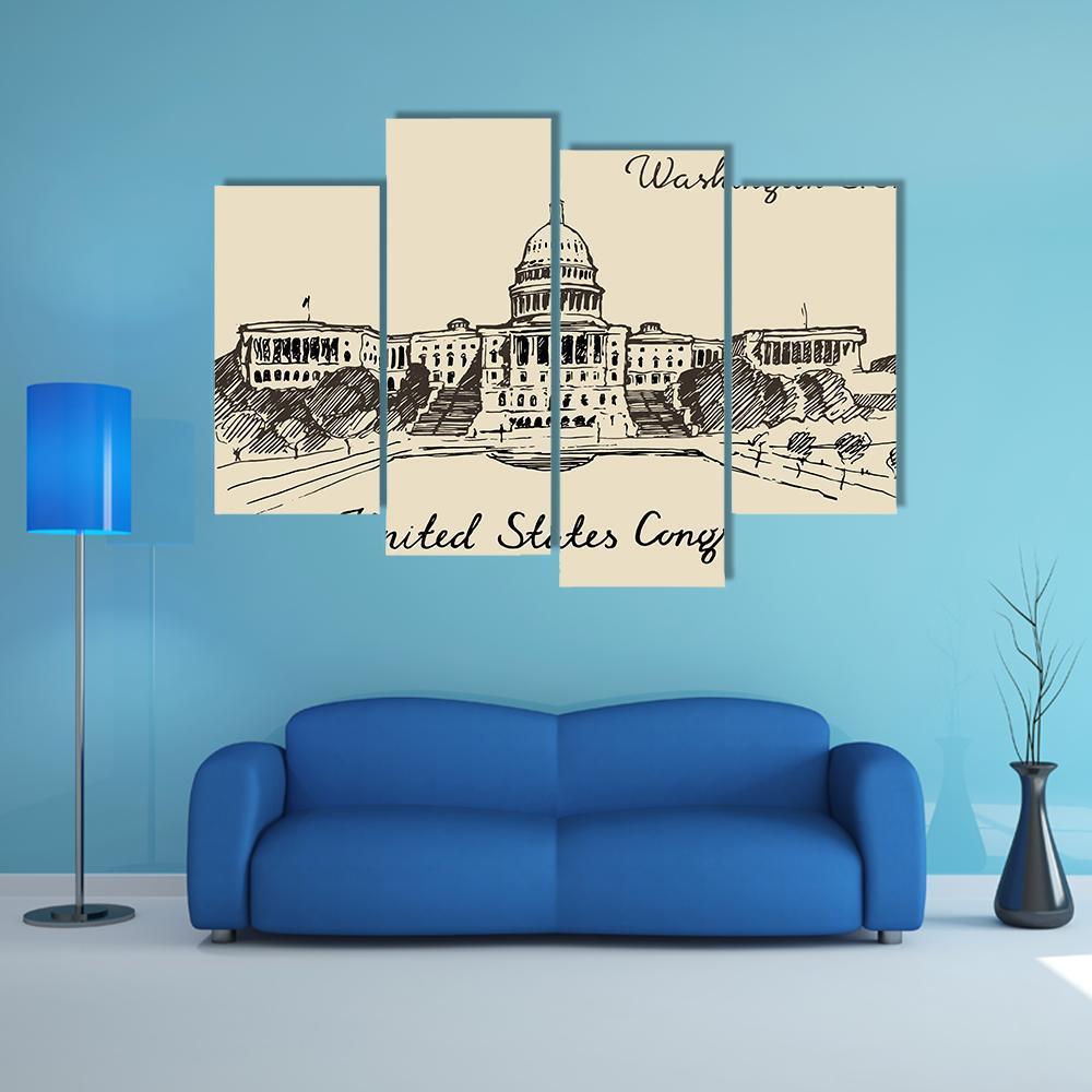 United States Capital Hill Canvas Wall Art-4 Pop-Gallery Wrap-50" x 32"-Tiaracle
