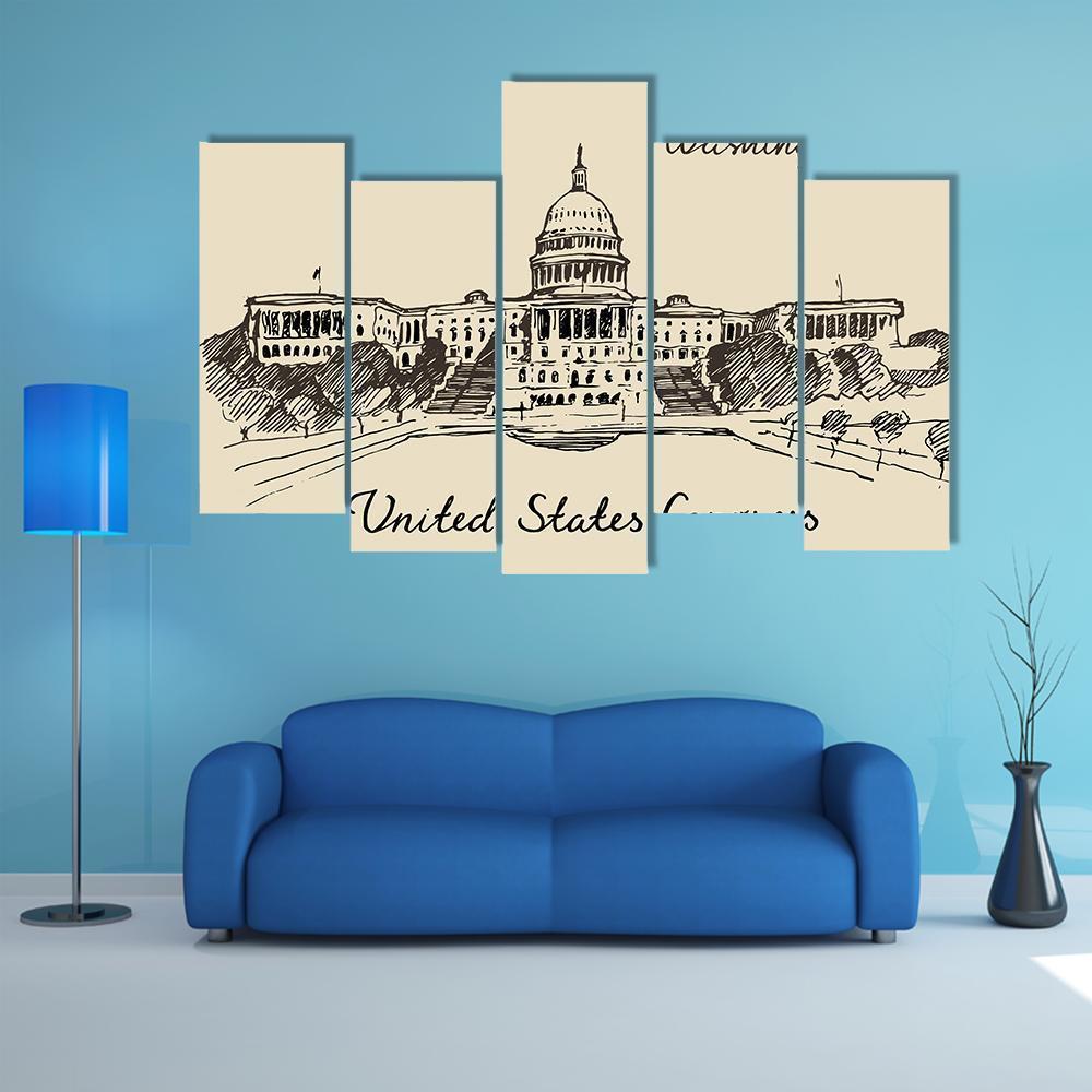 United States Capital Hill Canvas Wall Art-5 Pop-Gallery Wrap-47" x 32"-Tiaracle