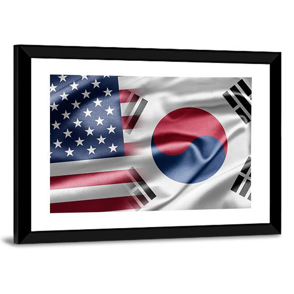 United States & South Korea Flag Canvas Wall Art-3 Horizontal-Gallery Wrap-25" x 16"-Tiaracle