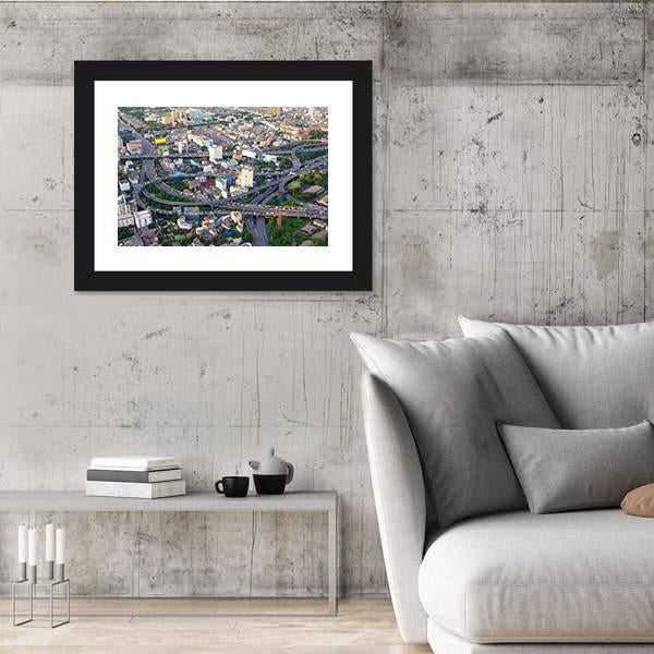 Urban Cityscape Of Busy Traffic Canvas Wall Art-3 Horizontal-Gallery Wrap-25" x 16"-Tiaracle