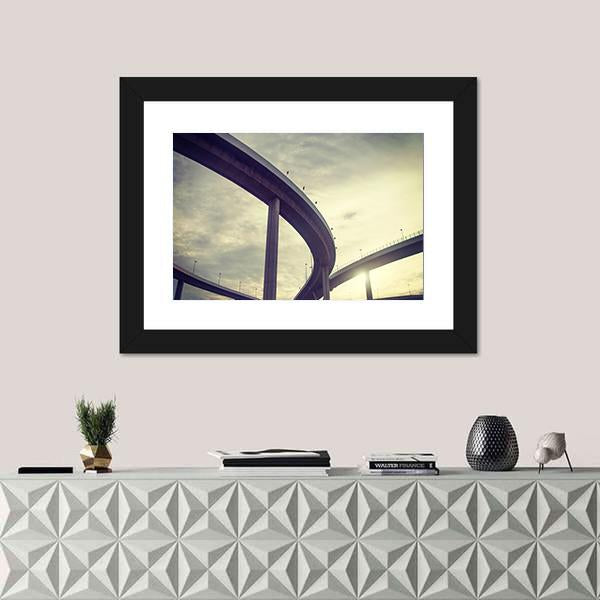 Urban Overpass Retro Effect Image Canvas Wall Art-1 Piece-Framed Print-20" x 16"-Tiaracle