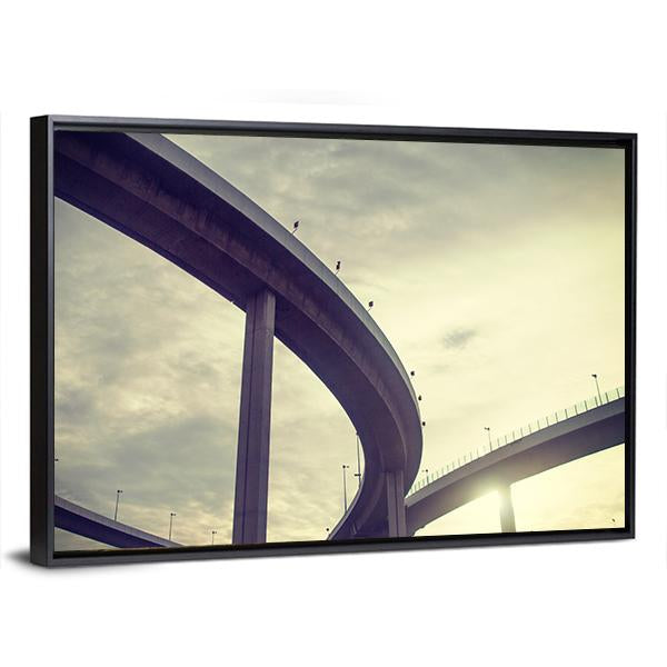 Urban Overpass Retro Effect Image Canvas Wall Art-3 Horizontal-Gallery Wrap-25" x 16"-Tiaracle