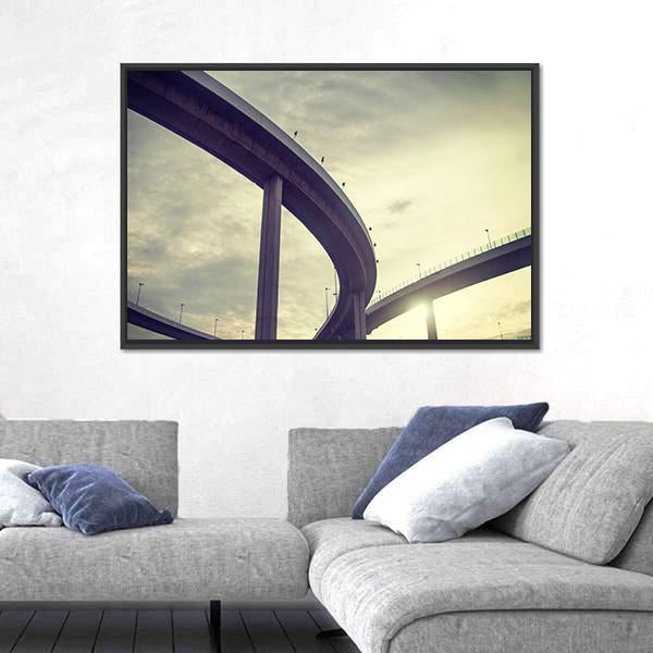 Urban Overpass Retro Effect Image Canvas Wall Art-3 Horizontal-Gallery Wrap-25" x 16"-Tiaracle