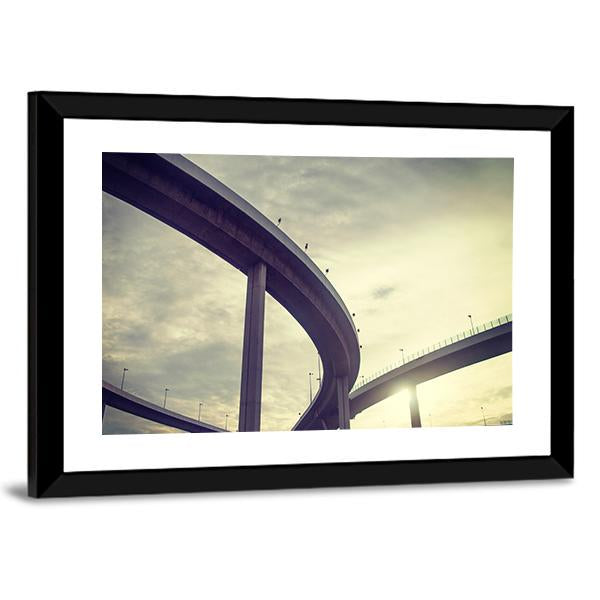 Urban Overpass Retro Effect Image Canvas Wall Art-3 Horizontal-Gallery Wrap-25" x 16"-Tiaracle