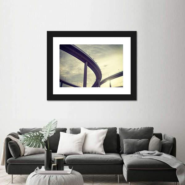 Urban Overpass Retro Effect Image Canvas Wall Art-3 Horizontal-Gallery Wrap-25" x 16"-Tiaracle