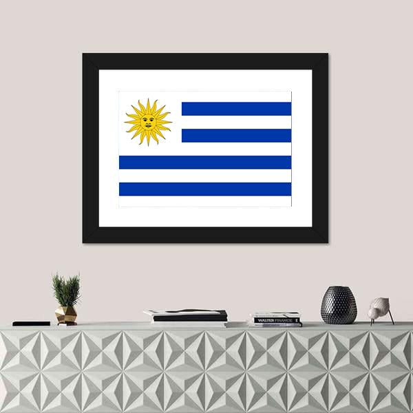 Uruguay Flag Canvas Wall Art-1 Piece-Framed Print-20" x 16"-Tiaracle