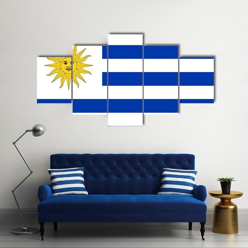 Uruguay Flag Canvas Wall Art-5 Star-Gallery Wrap-62" x 32"-Tiaracle