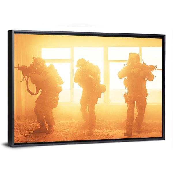 US Army Rangers In The Military Operation Canvas Wall Art-3 Horizontal-Gallery Wrap-25" x 16"-Tiaracle